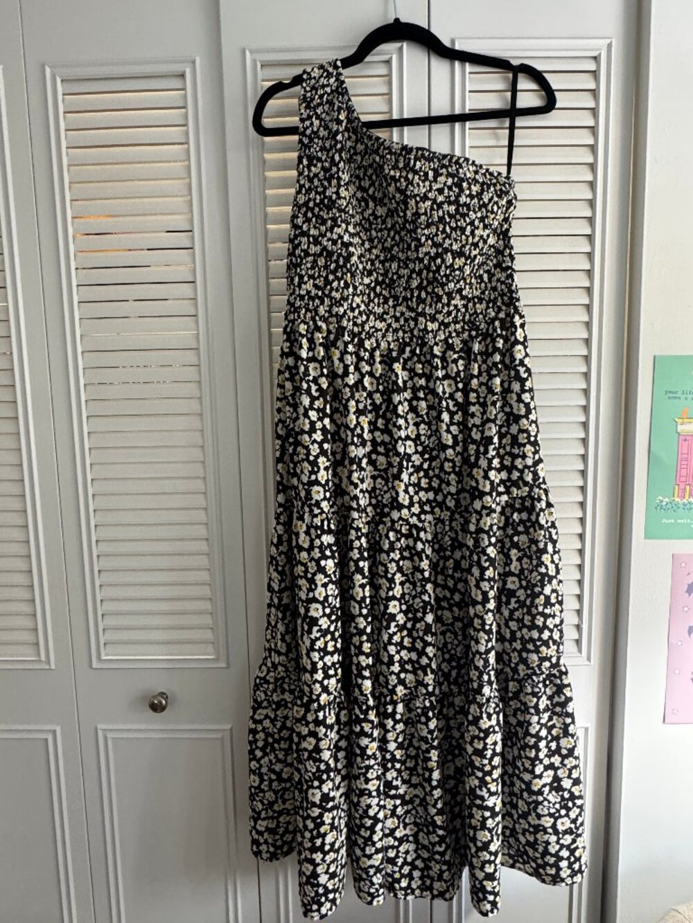 Kim Curvy 16W One Shoulder Black Floral Dress